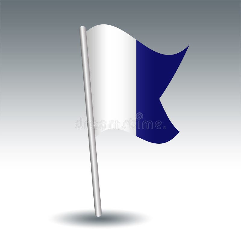 Alpha maritime du drapeau de signal de vecteur A sur le poteau incliné d'argent en métal - symbole de moi ai un plongeur vers le illustration libre de droits Alpha maritime du drapeau de signal de vecteur A sur le poteau incliné d'argent en métal - symbole de moi ai un plongeur vers le illustration libre de droits