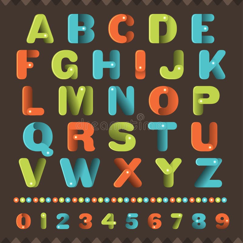 Alphabet muti colors in cute shape for kids headline