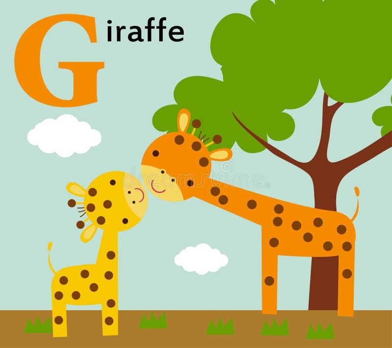 Alphabet animal pour les enfants : G pour la girafe illustration stock Alphabet animal pour les enfants : G pour la girafe illustration stock