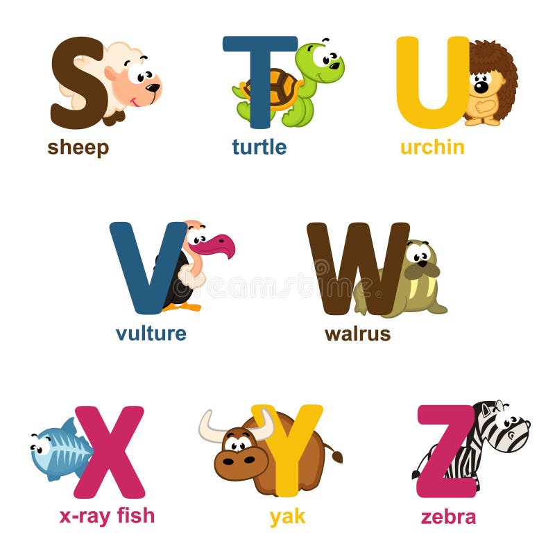 Alphabet animals from S to Z