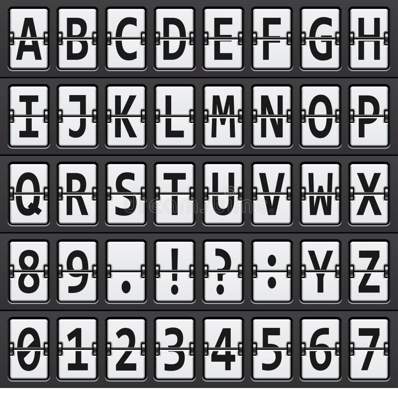 Alphabet of black and white mechanical panel royalty free illustration