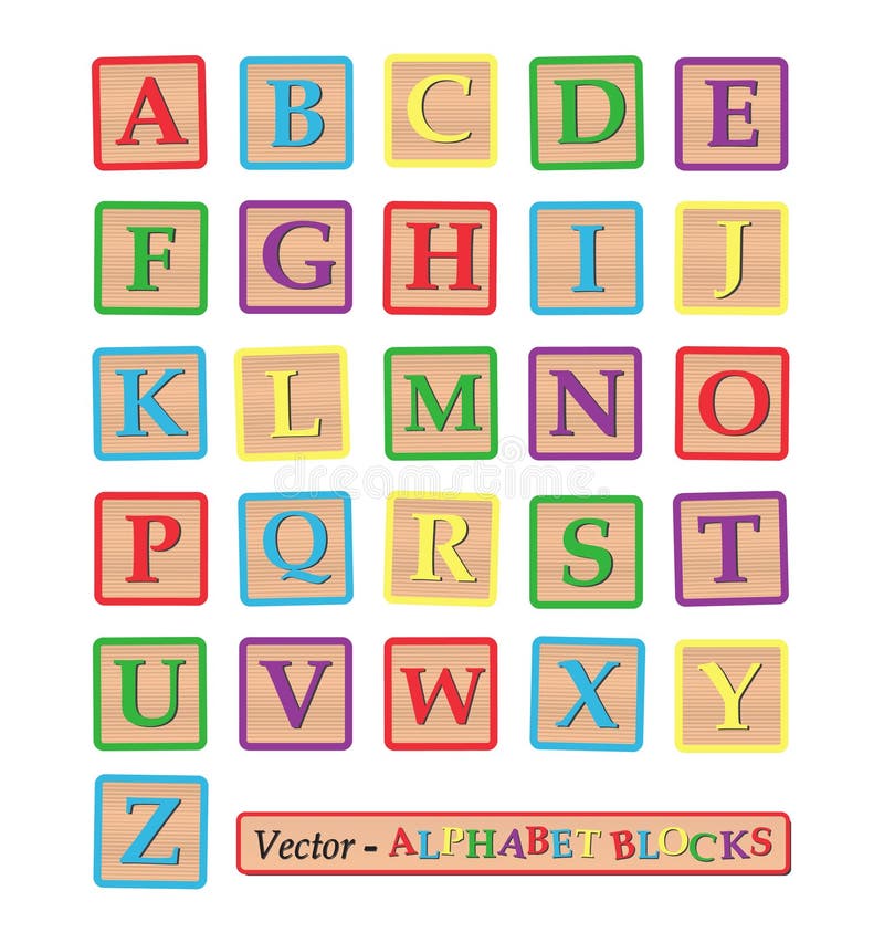 Wooden alphabet blocks stock vector. Illustration of shape 33332019