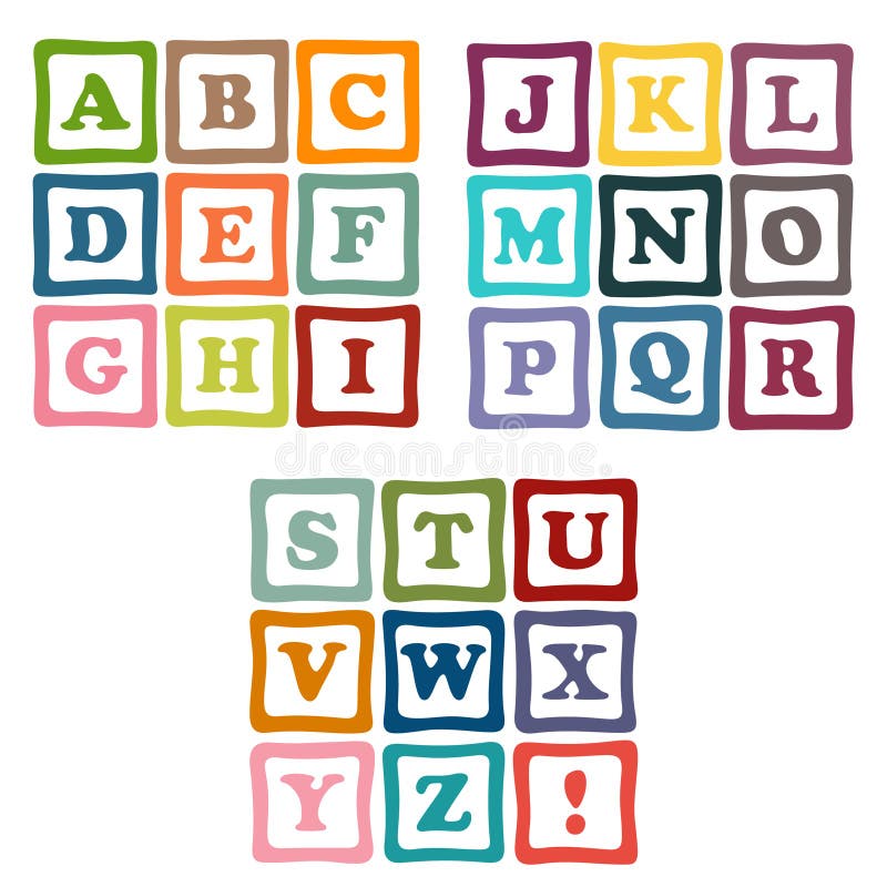 Alphabet blocks cube on white background