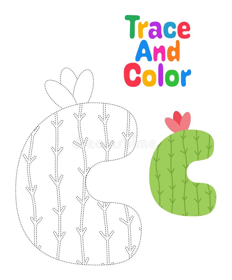 Alphabet C tracing worksheet for kids royalty free illustration