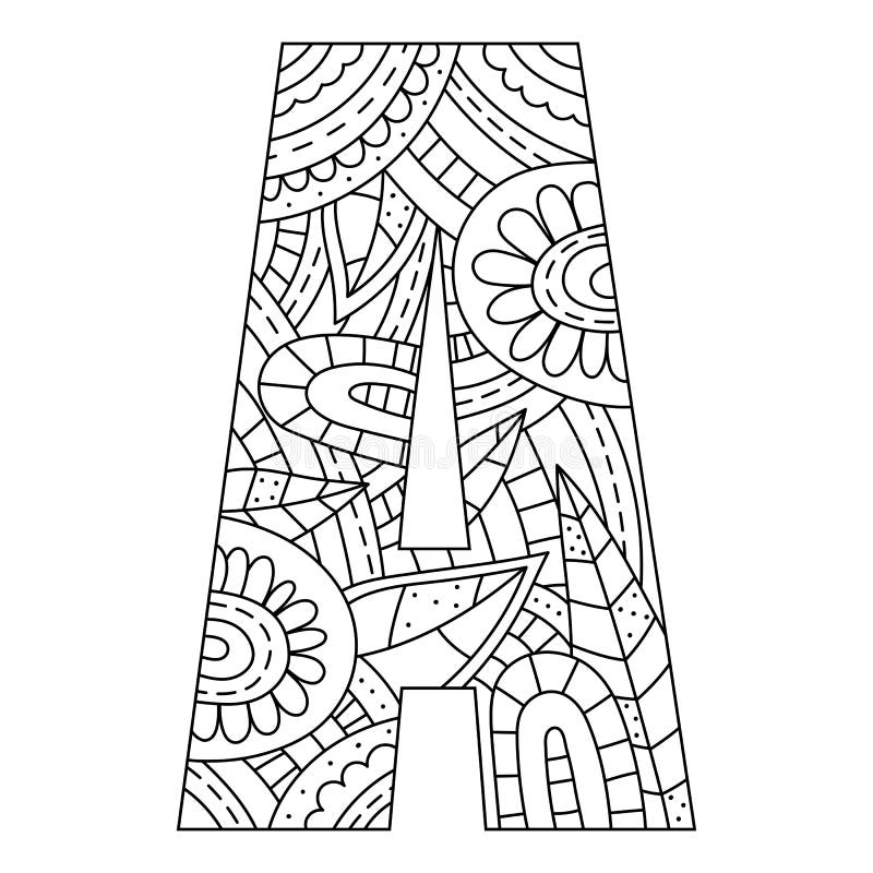 Alphabet Coloring Page. Capital Letter. Vector Illustration. Stock