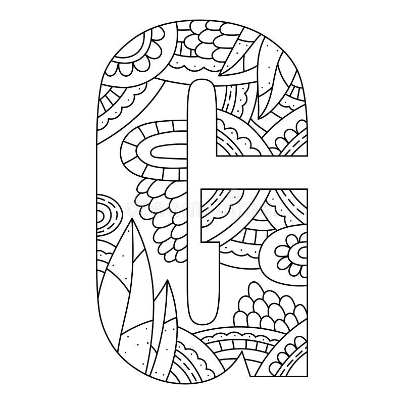 Alphabet Coloring Page. Capital Letter. Vector Illustration. Stock