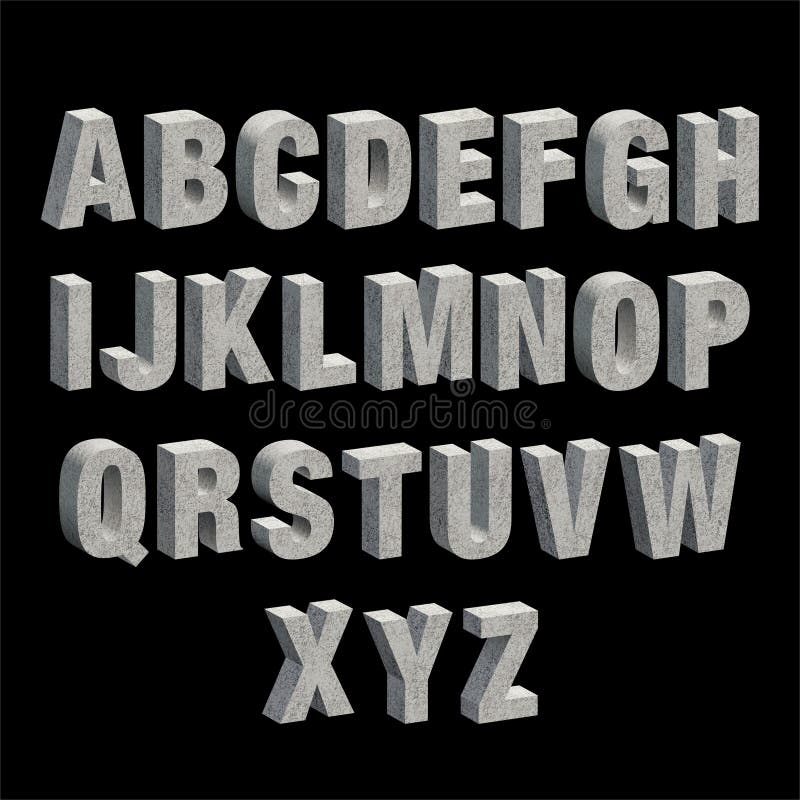Alphabet concret Toutes les majuscules illustration libre de droits