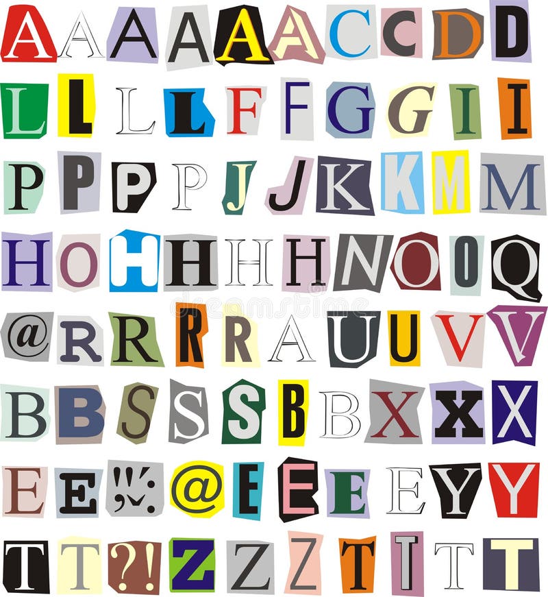 alphabet cut out of paper stock vector illustration of
