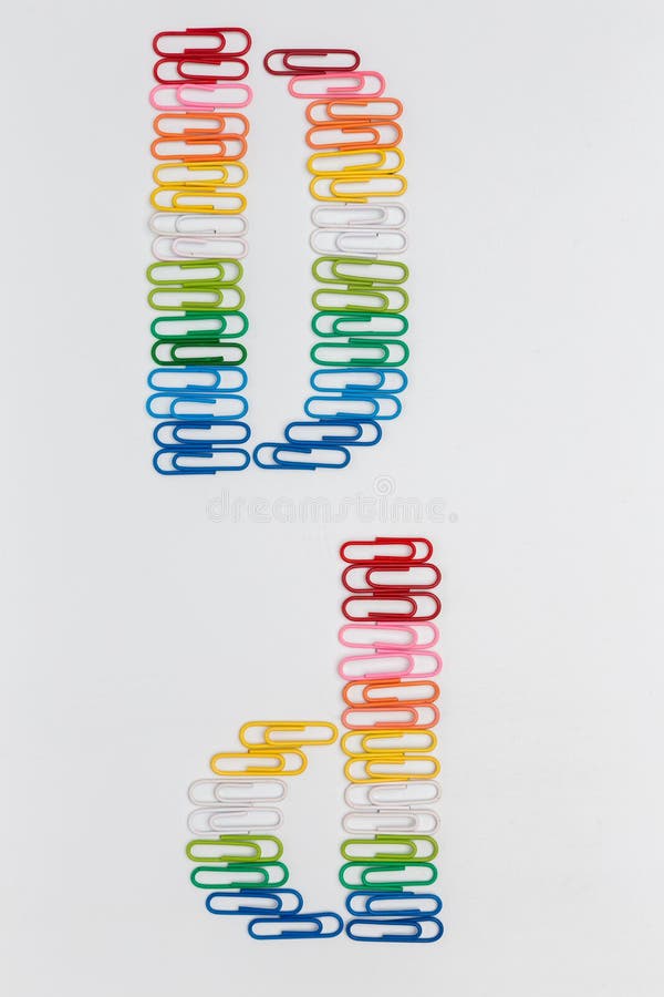 Alphabet D made from color paper clips on white background. stock illustration Alphabet D made from color paper clips on white background. stock illustration
