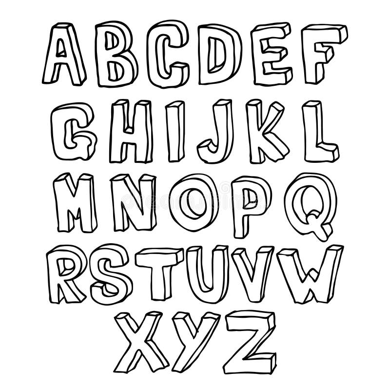Alphabet 3D tiré par la main illustration libre de droits Alphabet 3D tiré par la main illustration libre de droits