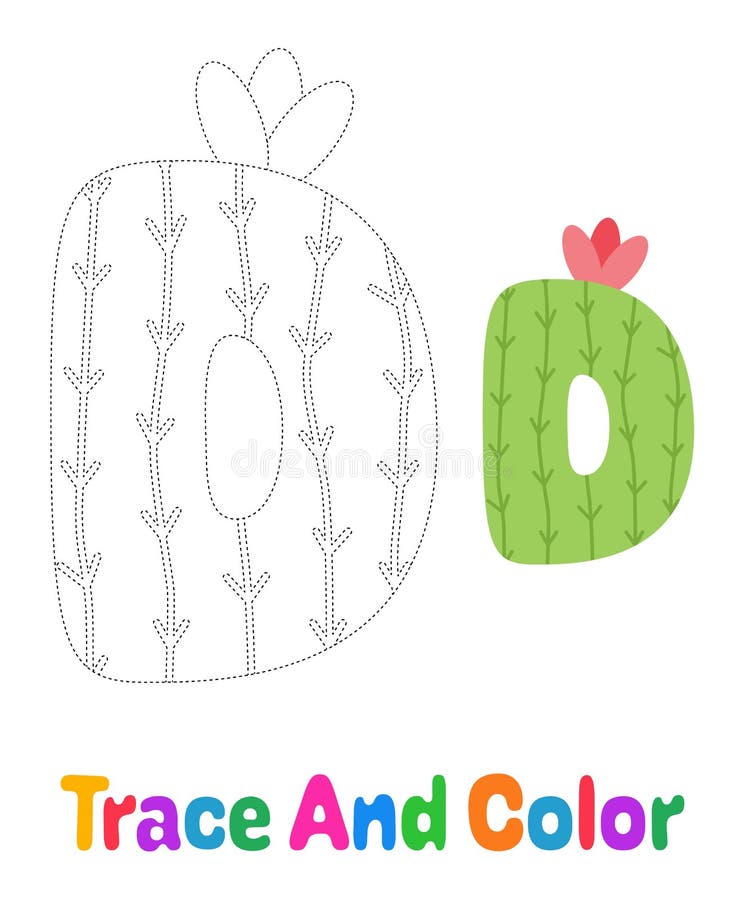 Alphabet D tracing worksheet for kids stock illustration
