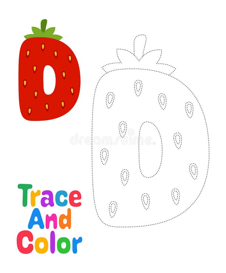 Alphabet D tracing worksheet for kids vector illustration