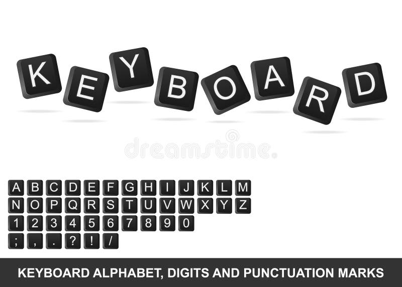 Alphabet de clavier, chiffres et signes de ponctuation illustration libre de droits Alphabet de clavier, chiffres et signes de ponctuation illustration libre de droits