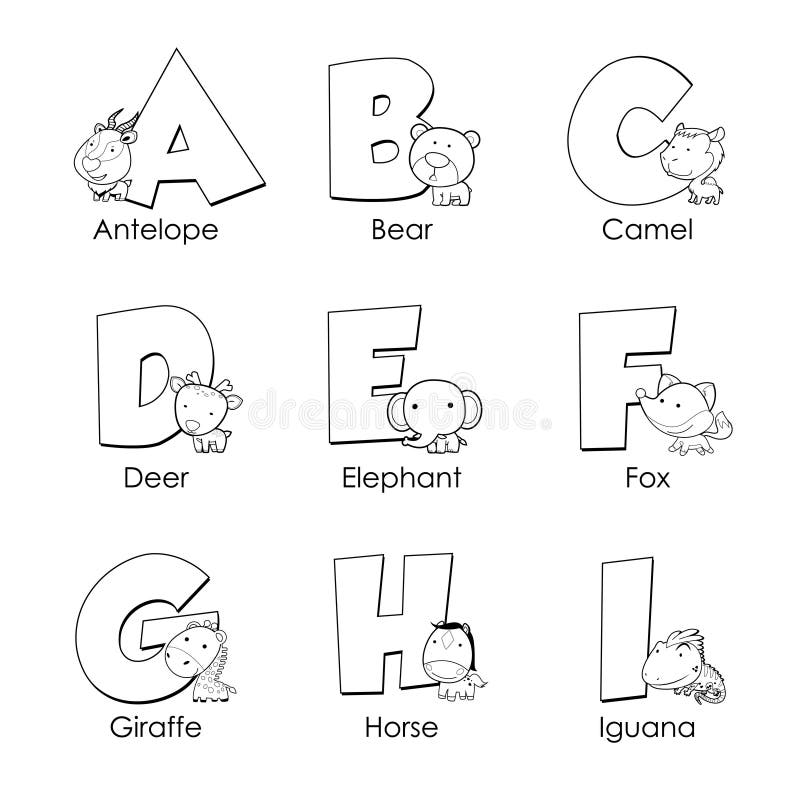Coloring Alphabet for Kids,A to I. Coloring Alphabet for Kids,A to I