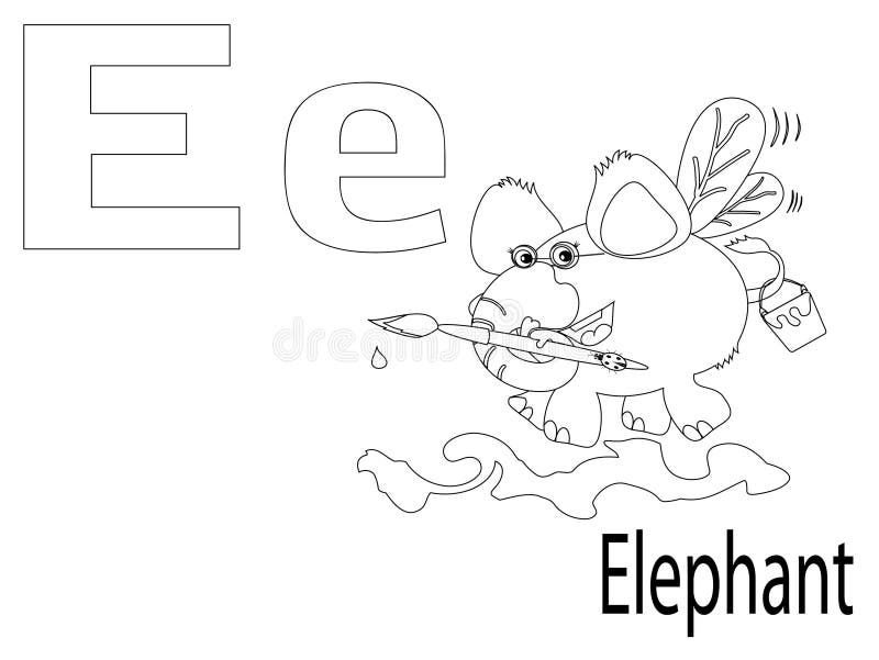 Coloring Alphabet for Kids,E ,elephant. Coloring Alphabet for Kids,E ,elephant.