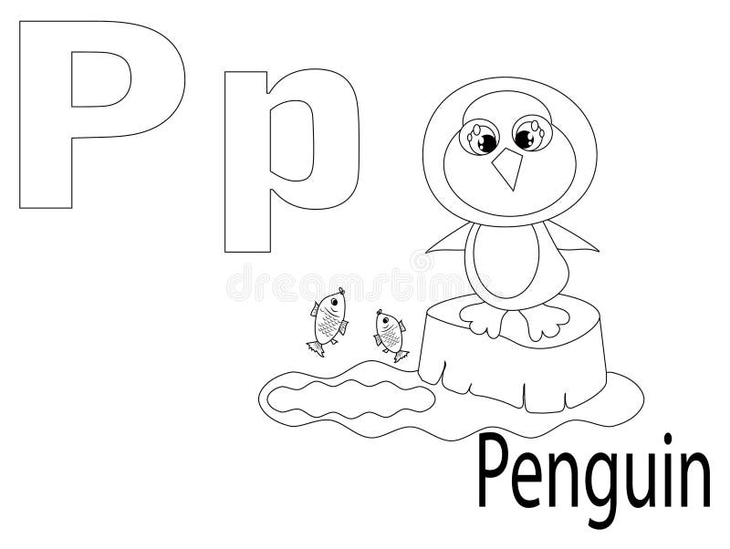 Coloring Alphabet for Kids, P, penguin. Coloring Alphabet for Kids, P, penguin.