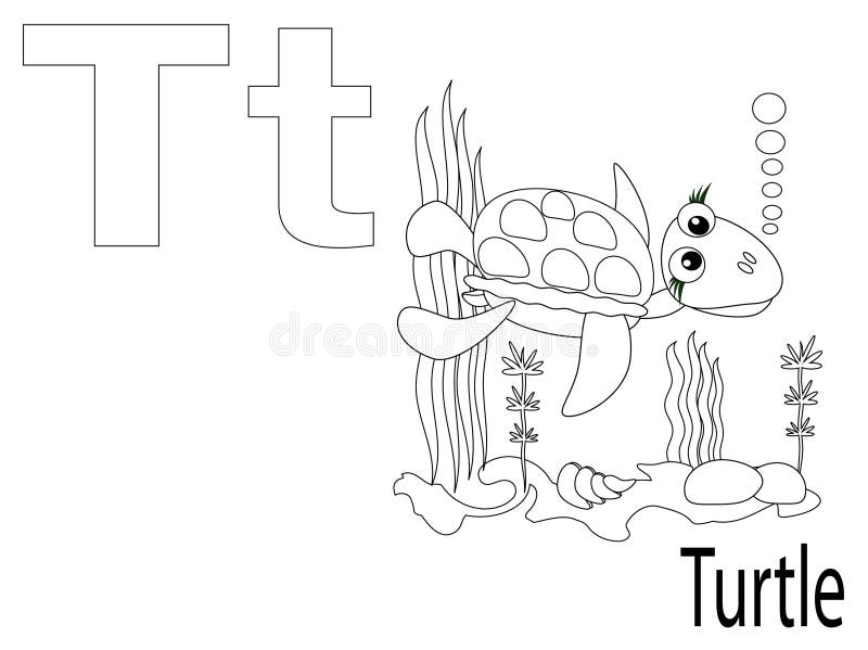 Coloring Alphabet for Kids,T,turtle. Coloring Alphabet for Kids,T,turtle