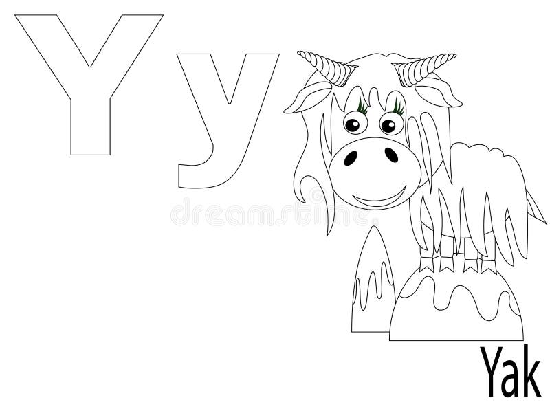 Coloring Alphabet for Kids,Y,yak. Coloring Alphabet for Kids,Y,yak