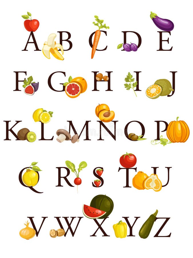 Fruit Qui Commence Par La Lettre E Alphabet De Fruits Et Légumes Illustration de Vecteur - Illustration du