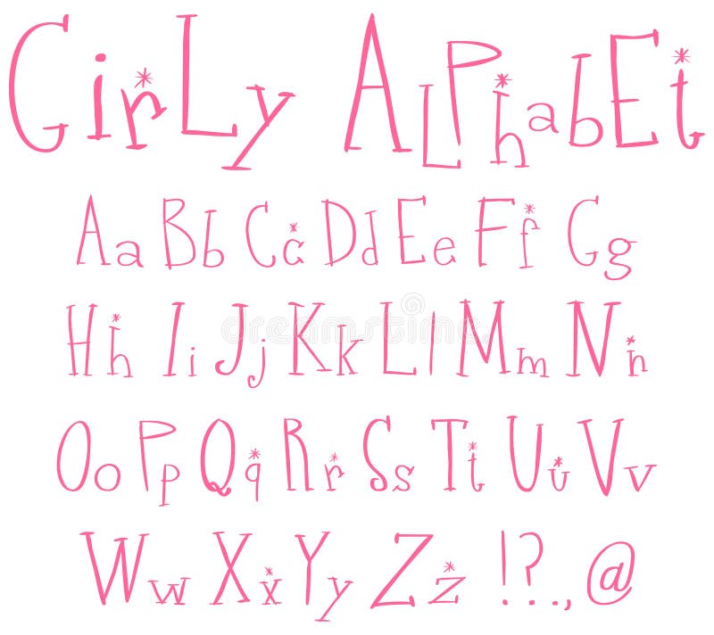 Alphabet de Girly illustration de vecteur Alphabet de Girly illustration de vecteur