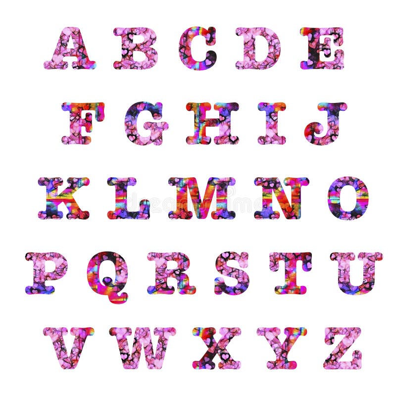 Alphabet de majuscules de coeurs illustration stock Alphabet de majuscules de coeurs illustration stock