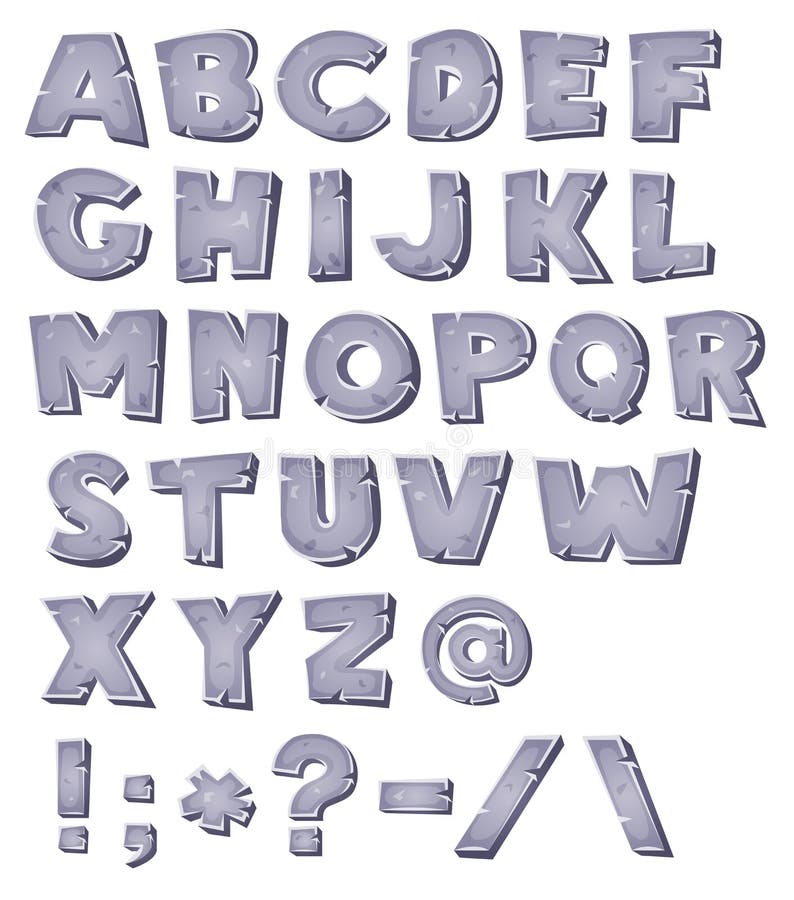 Alphabet en pierre de bande dessinée illustration de vecteur