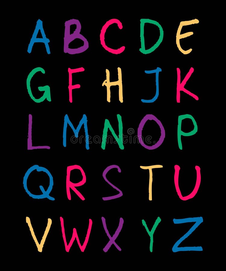 English Handwriting Alphabet Stock Vector - Illustration of doodle ...