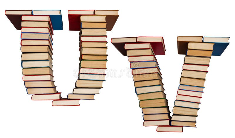 Alphabet fait de livres, lettres U et V