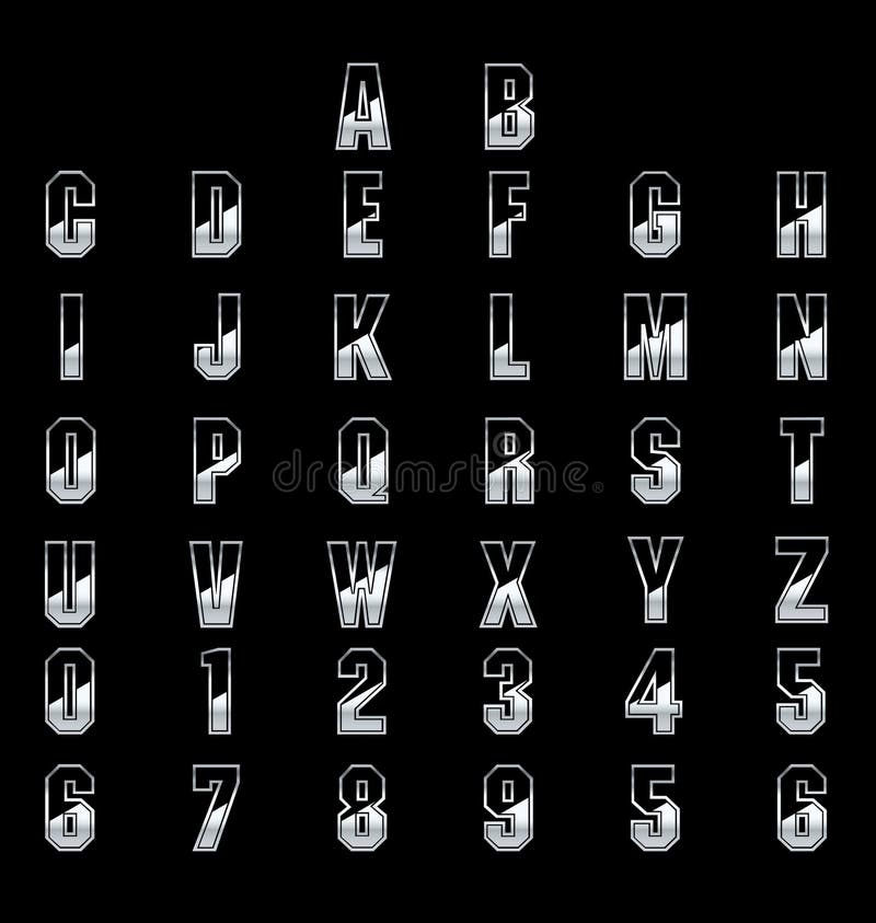 Metal Alphabet Flat Letter Full Set Stock Vector Illustration Of Drawing Alphabet