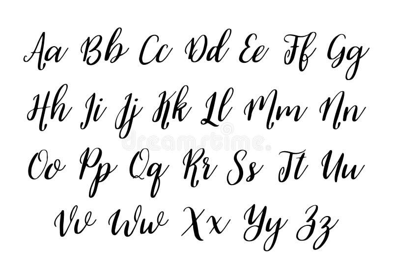 Alphabet Font Handwritten Alphabet For Text Calligraphy Script For Typography Hand Drawn Cursive Font Calligraphic Letter Of Stock Vector Illustration Of School Grunge 227530944