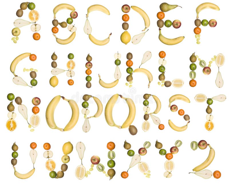 The Alphabet formed by fruits