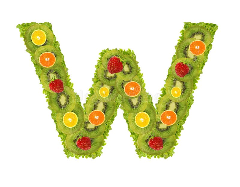 Alphabet from fruit W stock illustration. Illustration of bright