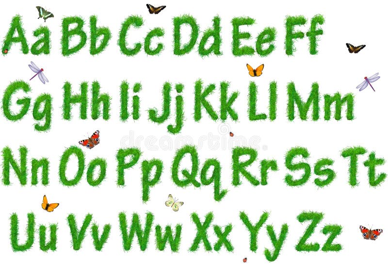 The alphabet from a grass stock illustration