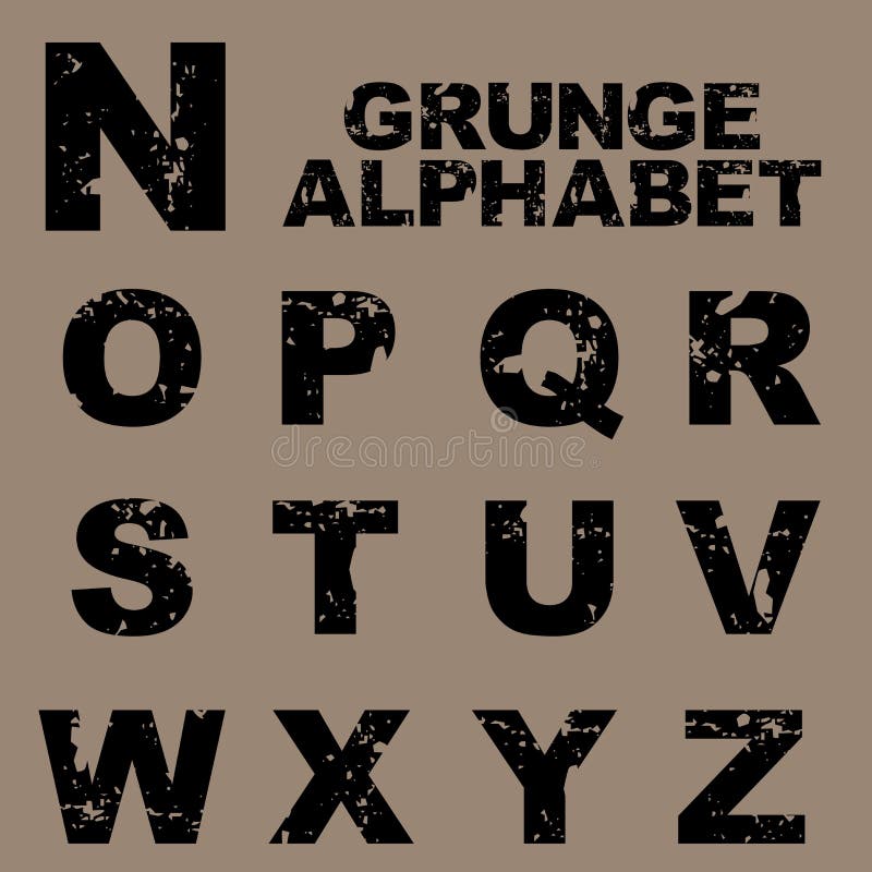 Alphabet grunge réglé [N-Z]