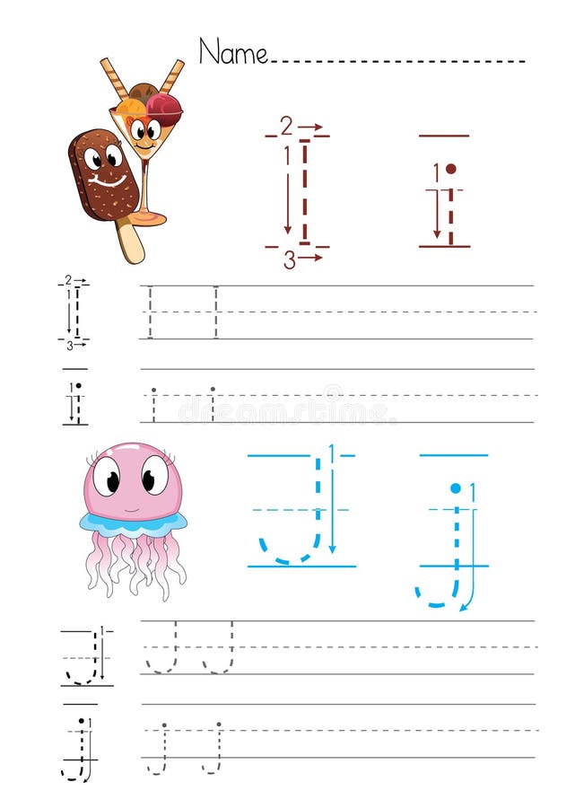 Alphabet handwriting I J vector illustration Alphabet handwriting I J vector illustration