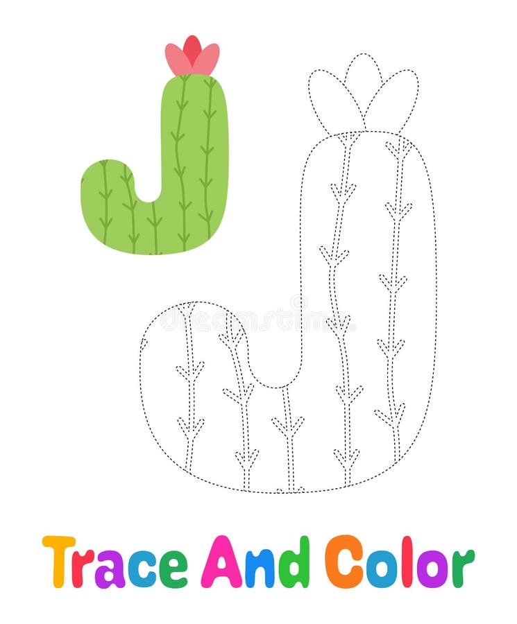 Alphabet J tracing worksheet for kids royalty free illustration
