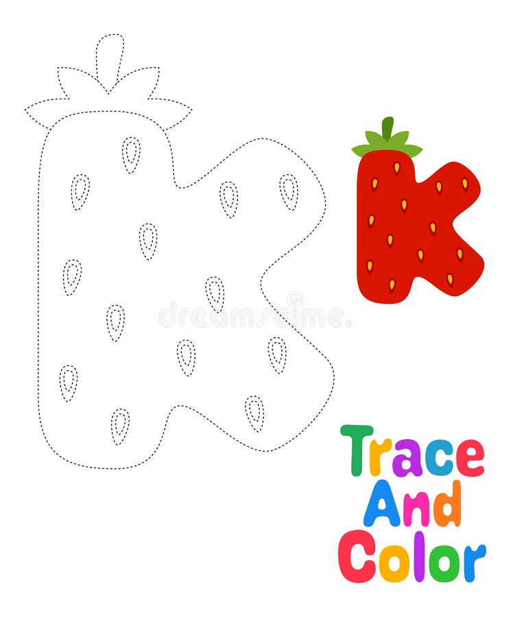 Alphabet K tracing worksheet for kids royalty free illustration