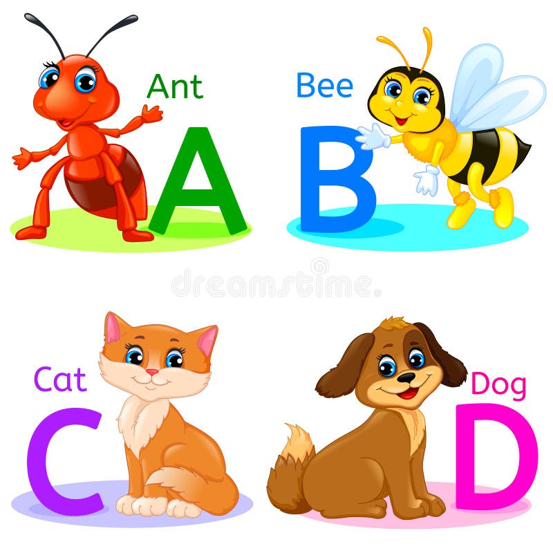 Alphabet kids animals ABCD stock vector. Illustration of animal - 76214471