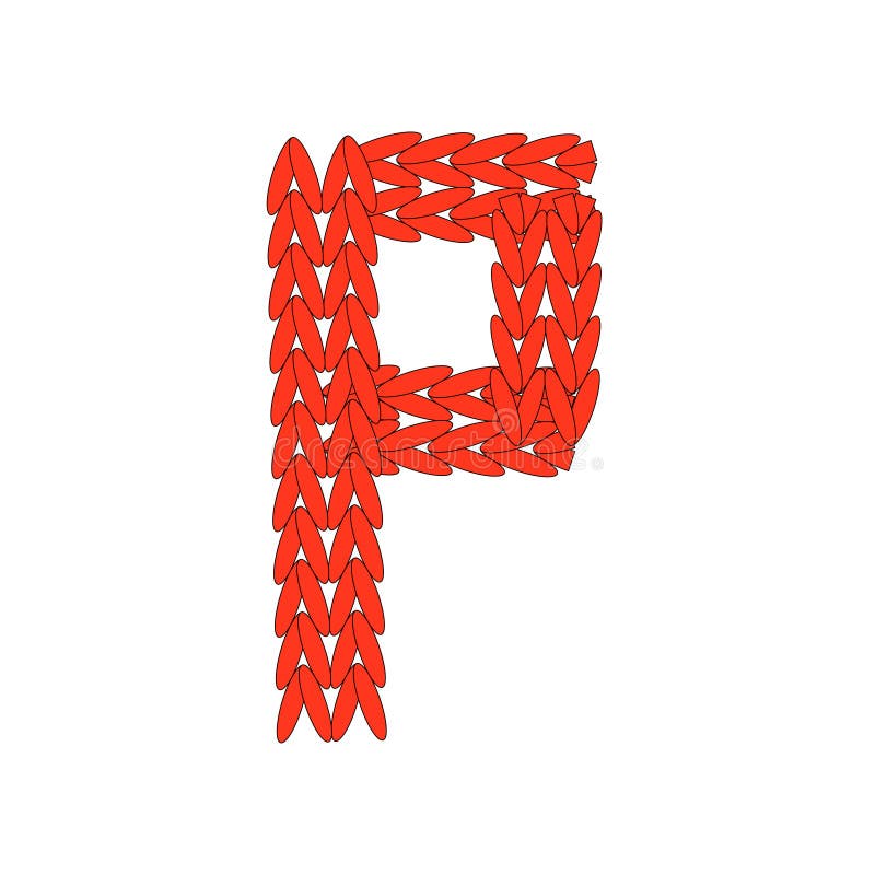 Alphabet Knitted Red Letter on White Background. Vector Illustration