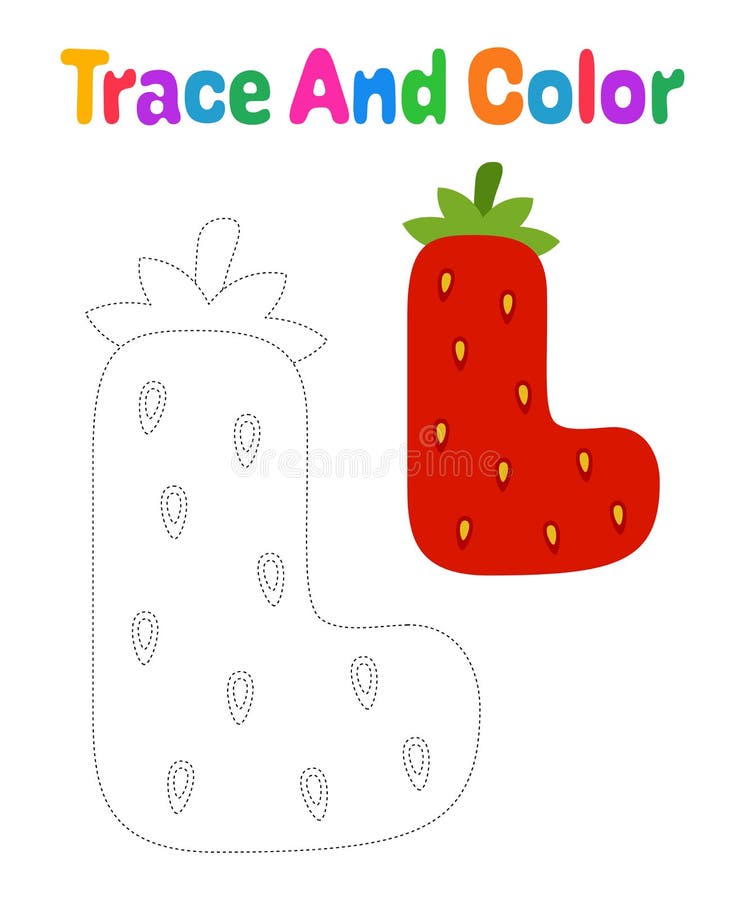 Alphabet L tracing worksheet for kids vector illustration