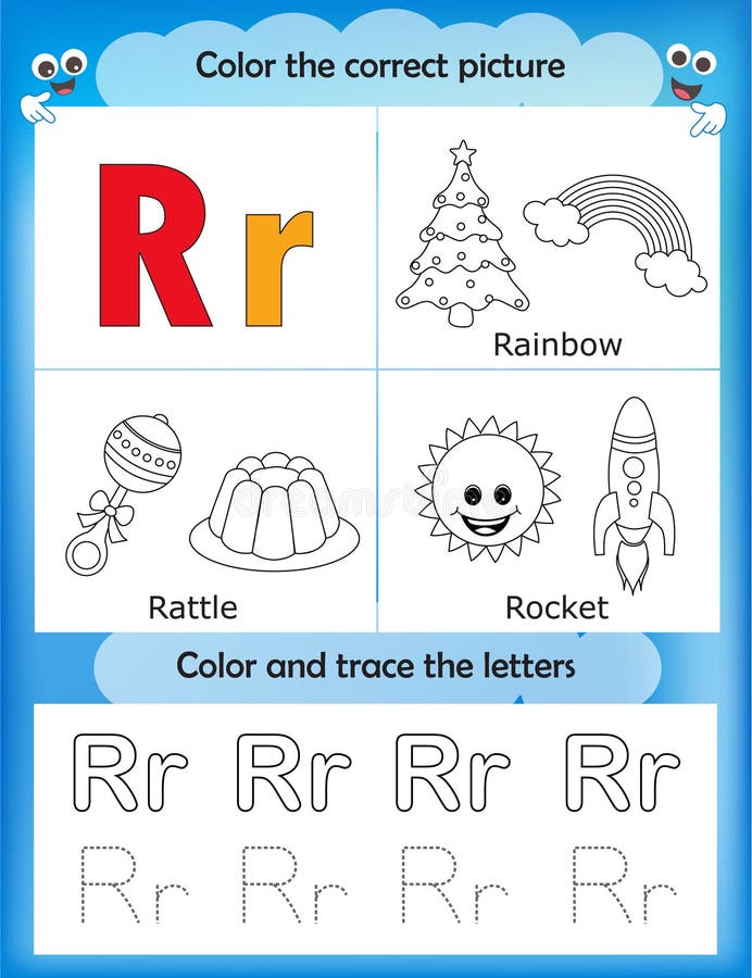 Alphabet Learning and Color Letter R Stock Illustration - Illustration ...