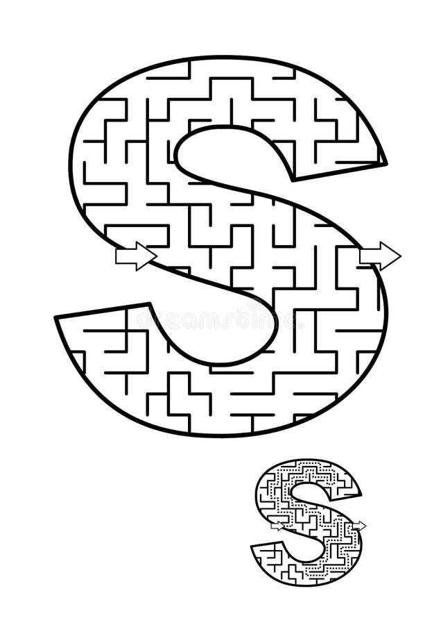 Alphabet learning fun and educational activity for kids - letter S maze game. Answer included. Alphabet learning fun and educational activity for kids - letter S maze game. Answer included.