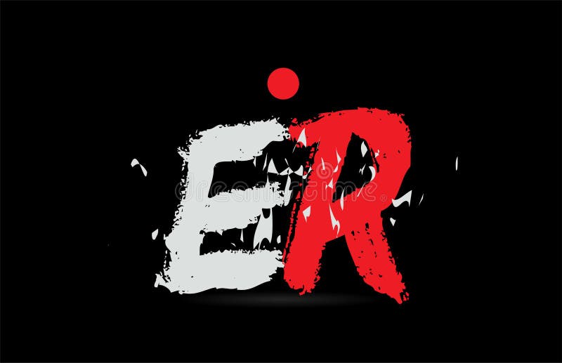 Alphabet Letter Combination Er E R With Grunge Texture On Black Background Logo Stock Vector Illustration Of Combination Vector