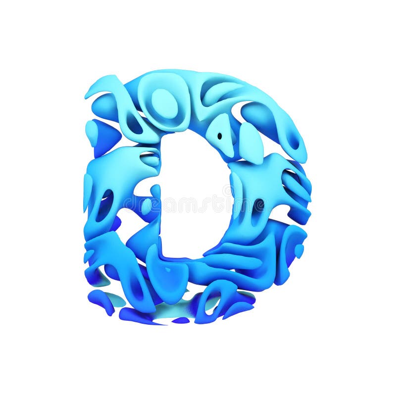 Alphabet Letter D Uppercase. Blue Font Made of Ink Splash in Water. 3D ...