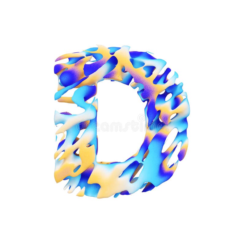 Alphabet Letter D Uppercase. Grungy Liquid Exotic Tropical Font Made of ...