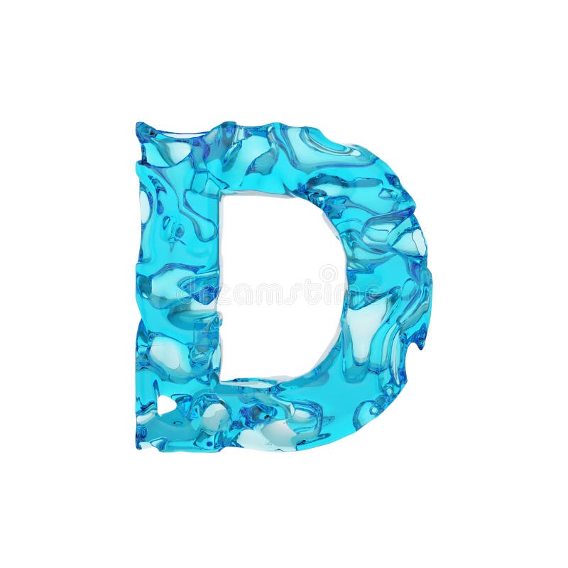 Alphabet Letter D Uppercase. Liquid Font Made of Fresh Blue Water. 3D ...