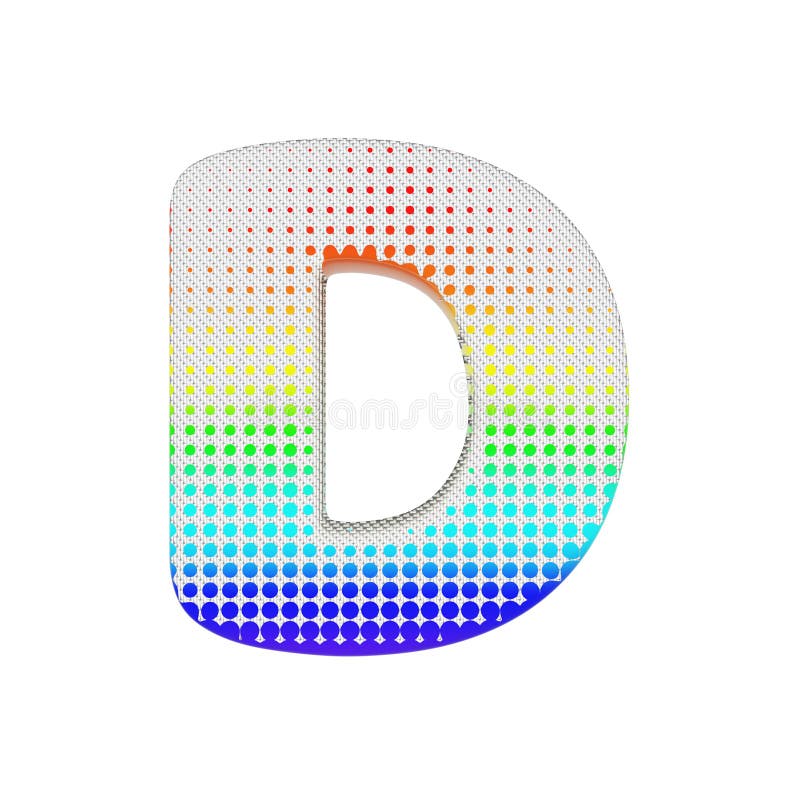 Alphabet Letter D Uppercase. Rainbow Halftone Font Made of Cotton ...