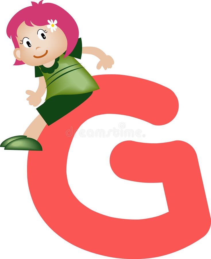 Alphabet letter G (girl) stock illustration. Illustration of spelling ...