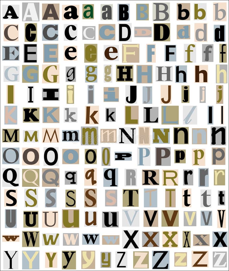 Alphabet Letters Magazine & Newspaper Style.