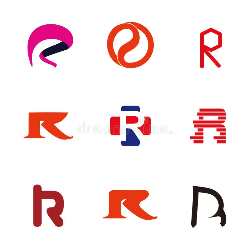 Alphabet Letters Set R Logo Element. R Letter Collection Vector ...